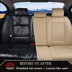 Coverado Leather Rear Seat Covers for Cars, Waterproof Back Seat Cover, Universal Automotive Seat Cushion Protector for Most 