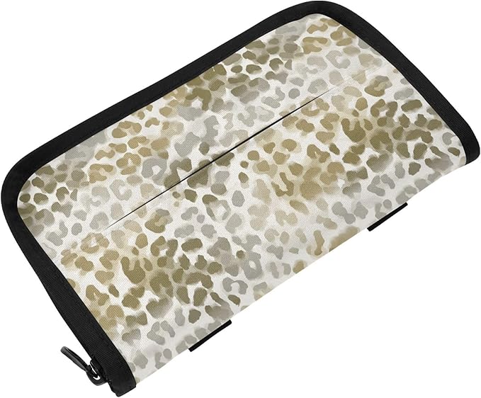 Car Tissue Holder Car Visor Organizer Tissue Box Holder for Car Sun Visor Organizer with Car Vehicle Accessories Essentials Interior for Women Men Brown and Beige Simple Leopard Print