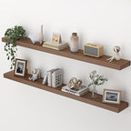 Heimlove 55 Inch Floating Shelves for Wall,Extra Long Mounted Storage Wall Shelves with Invisible Metal Bracket for Bedroom L