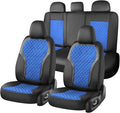 Coverado Seat Covers Full Set, Luxury Diamond Leather Car Seat Cover with Carbon Fiber Textured Design, Waterproof Car Seat P