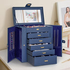 AKOZLIN Extra Large 6-Tier Jewelry Box Organizer Functional Huge, 5 Drawers Leather Jewelry Storage Case for Women Girls Ring