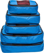 TravelWise 5 Piece Packing Cubes Set, Lightweight Luggage Organizer with Mesh Panels and 2 Way Zippers, Includes Small, Mediu
