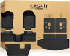 LASFIT Floor Mats&Trunk Mat&Backrest Mats for Dodge Durango 2016-2026, Fit 2nd Row Bench Seat(7seats), Not for 2nd Row Bucket Seat(6seats/5 Seats), All Weather TPE Custom Fit Cargo Liner, Black