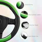 Road Comforts Steering Wheel Cover – Breathable Leather Steering Wheel Cover, Anti-Slip Grip, Universal Fit 14.5” to 15”, Hea