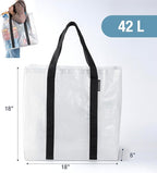 CleverMade Tall Frakta Reusable Grocery Tote - 42L - Pack of 2 - Transparent - Collapsible Storage Shopping Organizer - Heavy