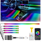 5 in 1 Acrylic LED Lights for Car, RGB Ambient Lighting Car LED Lights Interior with 16 Million Colors, Music Sync,App & USB & Remote Control Interior Car Lights for Dashboard Decorations.