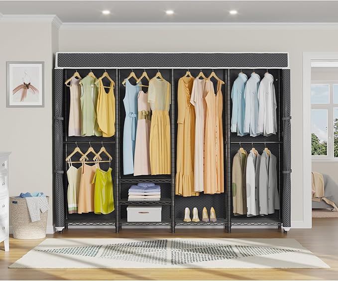 VIPEK V40C Covered Clothes Rack Heavy Duty Clothing Rack with Cover, Custom Freestanding Closet Portable Wardrobe Closet for 