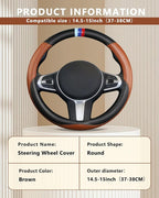 Steering Wheel Cover for BMW Leather Car Steering Wheel Covers Universal for Car SUV Truck with Anti-Slip Lining 14.5-15inch 