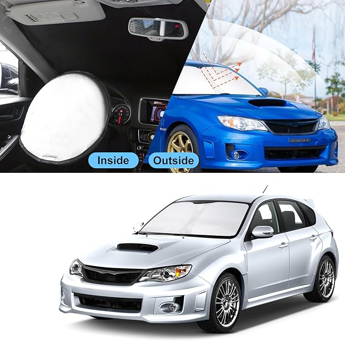 TINGLU Sun Shade for Subaru Impreza WRX/WRX STI 2008-2015 Accessories Windshield Sun Shade Window Shade UV Rays Protection Sun Visor Cover with Steering Wheel Sunshade Storage Bag