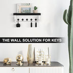 Key and Mail Holder Wall Mount, Key Holder with Shelf and Mail Organizer Wall Mount. Mail Holder with 5 Hooks for Coat, Dog L