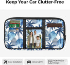 Sun Visor Organizer for Trucks,Blue Coconut Tree Car Essentials Tool Pack with Zipper Pockets Tactical Panel Adjustable Straps Auto Visor Storage Pouch