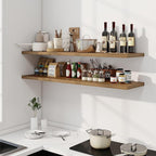 Dreamland 55" Floating Shelves for Wall, 12" Deep Slim Walnut Floating Shelves, Wall-Mounted Shelves for Bedroom, Living Room