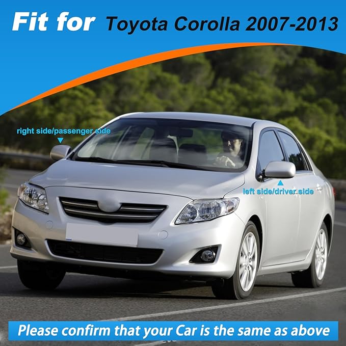 Car Rearview Mirror Cover Cap Housing Protective Cover for Exterior Mirrors Fit for Toyota Corolla 2007-2013（Cannot fit LE Model） 87915-02910 87945-02910 (Gray, Left Driver Side)