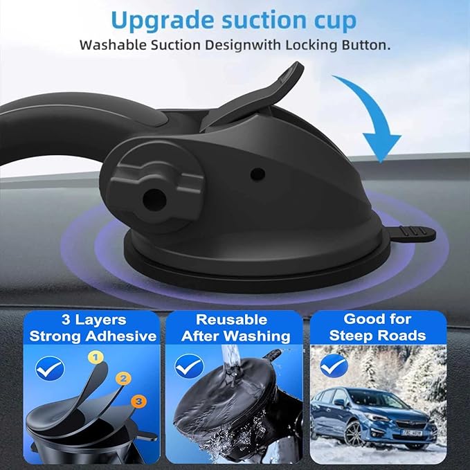 Tablet Mount Car Dashboard Holder for 4-13" iPad Phone, Truck Dash Holder with Strong Suction Cup for for iPad Pro 12.9 10.5 9.7, iPad Air Mini, Samsung Galaxy Tab, Kindle Fire HD, iPhone