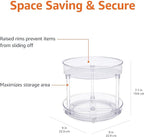 Amazon Basics Lazy Susan Turntable Organizer for Spices and Condiments, 9" Diameter, 2 Tier, Clear