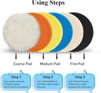 Autolock 3" Buffing Polishing Pads, 6Pcs 3.5 Inch 85mm Face for 3 Inch Backing Plate, Compound Buffing Sponge and Woolen Pads, Cutting Polishing Pad Kit for Car Buffer Compounding, Polish and Wax