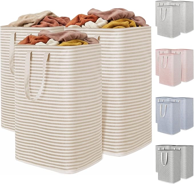 Lifewit 3 Pack Laundry Basket 80L Each, Collapsible Clothes Hamper with Reinforced Handles, Freestanding Waterproof Design fo
