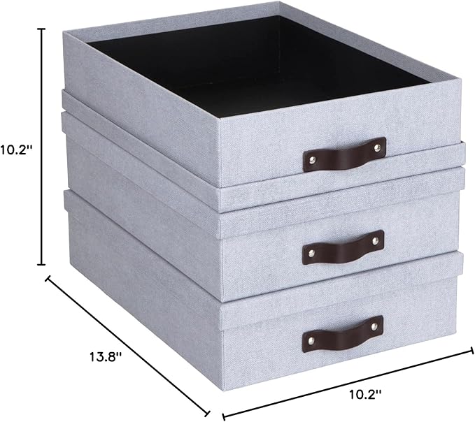 Bigso Box of Sweden Oskar Canvas Fiberboard Document Letter Box - File Organizer Box for Important Paperwork - Document Stora