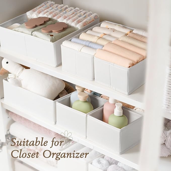 Criusia Drawer Organizers 18-Piece Set, Dresser Organizer for Baby Clothes, Foldable Closet Storage & Drawer Dividers for Und