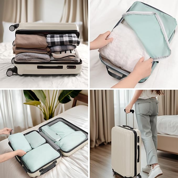 CherryNow Compression Packing Cubes, 7 Set Packing Cubes for Travel, Travel Essentials for Suitcase, Luggage Organizer Bags f