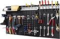 Goplus Garage Pegboard, Metal Pegboard Tool Organizer Kit with 3 Pegboards & 28 Pcs Hanging Accessories, Heavy Duty Wall Orga