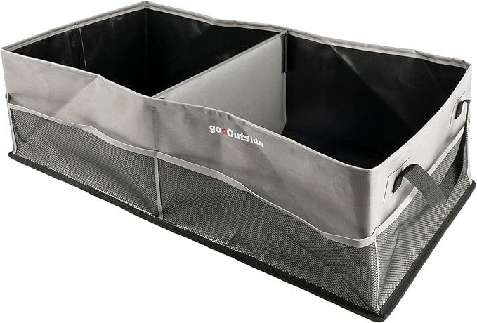 Collapsible Waterproof Car Trunk Organizer, Soft PVC Storage Bin with Rugged PVC-Coated Fabric for SUV & Truck (Stone Gray, PLU