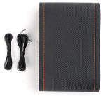 Pack-1 Leather Steering Wheel Cover, Universal Non-Slip Stitch On Wrap, DIY Car Wheel Cover Protector with Needle and Thread 