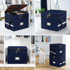 ETRONIK Fireproof Document Box with Lock, 2-Layer File Box Storage Organizer with 5 Tabs& Insert, Portable File Cabinet Stora