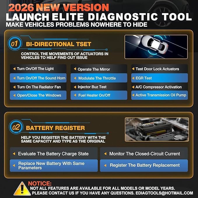 2026 LAUNCH Creader Elite for GM Bi-Directional OBD2 Scanner, All Resets Full System Diagnostic Scan Tool, Full OBD2 Code