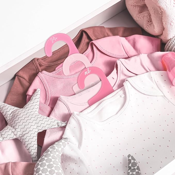 Whaline Acrylic Baby Closet Dividers Pink Hanging Infant Clothes Hanger Separators Thicken Baby Wardrobe Organizers for Home 