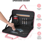 JOYTUTUS 3 in 1 Steering Wheel Eating Tray (Pink), Car Back Seat Laptop Desk, Multifunctional Office Bag Car Work Table for Writing, Car Organizer for Kids, Commuters, Family