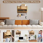 Mail and Key Organizer for Wall – Key Holder Wall Mount with Storage Box and 5 Key Hooks, Mail Holder Wall Mounted for Entryw