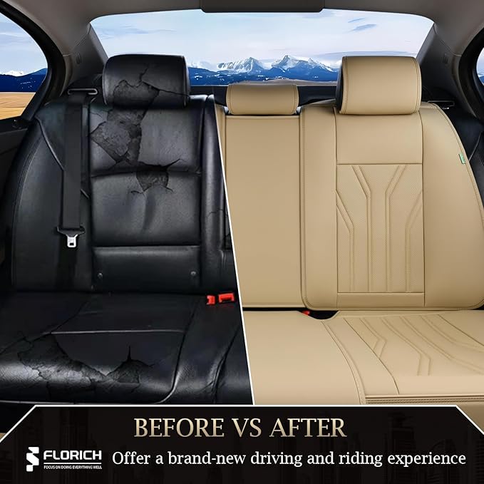 FLORICH Rear Seat Covers Leather Car Seat Covers Waterproof Back Seat Cover Automotive Seat Covers Universal Seat Cushion Pro