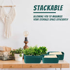 Zopeal Plastic Storage Bins 10 Pcs Green Pantry Organizer Bins Small Baskets Storage Containers for Home Kitchen (8 x 5.7 x 3