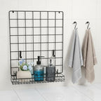 4 Pcs 15.75 x 3.94 x 1.97 Inch Black Metal Grid Wall Hanging Basket, Wire Storage Organizer Baskets with Hooks for Kitchen, B