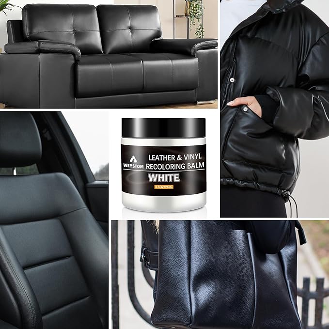 Leather Recoloring Balm - White Leather Repair Kit for Furniture, Dye, Recolor, Renew, Repair & Restore Aged, Faded, Cracked,