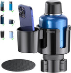 2-in-1 Car Cup Holder Expander, Upgraded Cup Adapter for Car with Offset Option,Phone Holder - Adjustable Base,Versatile Car 
