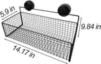 Wall Mounted Wire Basket, Black Metal Storage Organizer with Suction Cups for Kitchen Bathroom