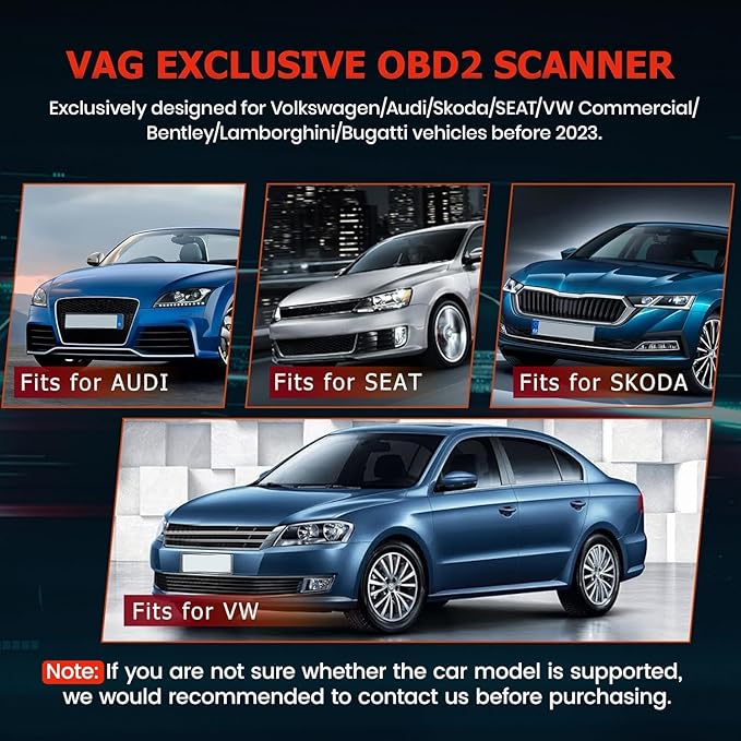 ANCEL VD700 OBD2 Diagnostic Code Reader Scan Tool Fit for Volkswagen Audi VW Skoda Seat, All Functions OBD11 Scanner for VAG