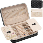 Lolalet Travel Jewelry Case for Women Girls, Travel Jewelry Organizer Box with Mirror & Clear Storage Bag, Small Portable Ear