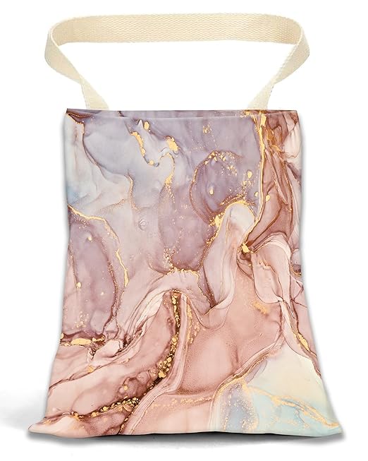 Car Garbage Can, Car Trash Bag, Car Garbage Bag, Hanging Car Trash Can for Car Accessories, Vehicle, Travelling, Camping, Cute Car Back Seat Organizer, Cute Pink Marble