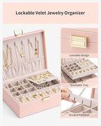 Vlando 2 Layer Jewelry Box Large Jewelry Organizer for Women Removable Jewelery Tray for Necklace Earrings Rings Bracelets Je