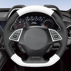 MEWANT Hand Stitched White Leather Steering Wheel Cover Wrap for Chevrolet Camaro 2017-2022 Steering Wheel Accessories for Chevrolet Camaro 2017-2022