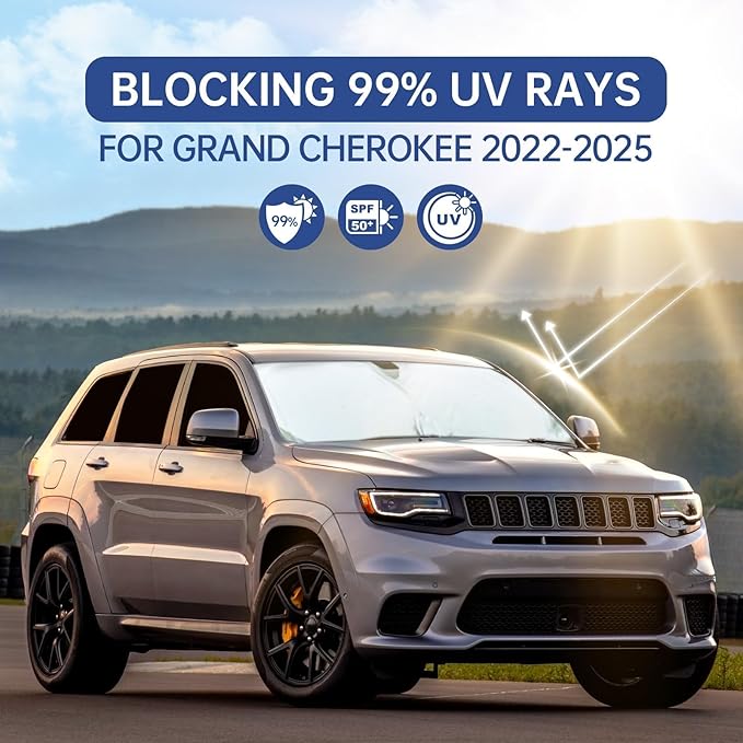 8pcs Car Window Shades for Jeep Grand Cherokee 2022-2025(NOT for Grand Cherokee L&Cherokee), Full Car Window Covers for Privacy, Rear Windshield Side Windows Sunshades to Block UV and Protect Privacy