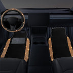 NBTEPEM Bling Car Floor Mats Full Set and Steering Wheel Cover, Universal Fit Most Cars, 4 pcs Sparkle Glitter Diamond Carpet, 5 pcs Bling Car Accessories Set for Women (Orange Diamond)