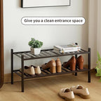 2-Tier Bamboo Shoe Rack for Entryway, Stackable | Heavy Duty | Multi-Function, Free Standing Shoe Racks for Bedroom Hallway C
