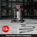 Shop-Vac 6.5 Gallon 4.0 HP Wet/Dry Vacuum with Blower Function, Stainless Steel Tank, Portable Shop Vacuum with Wheels, Inclu
