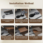 Car Tray & Car Desk for Laptop with Anti-Slip Protective Mat, 360° Rotating Wood Cup Holder Table, Eating Food, Working, Compatible with Tesla Model Y/3/S, Ford F150/Explorer/Maverick & Most Vehicles