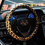 Universal Leather Leopard Cheetah Steering Wheel Cover Women 14.5-15 inch Leopard car Accessories Western Anime Brown Cute Wh