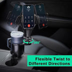 This Hill Car Cup Holder Expander Adjustable Base with Phone Mount 360° Rotation Cup Holder Cell Phone Holder for Car Compati